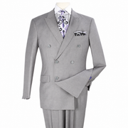 Light Gray 2-Piece Classic Double-Breasted Suit