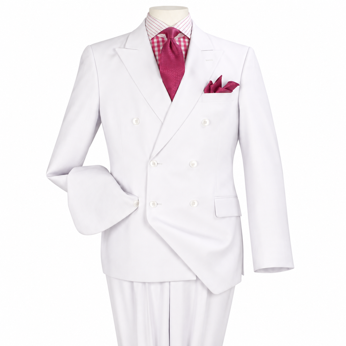 Pure White 2-Piece Classic Double-Breasted Suit, product view