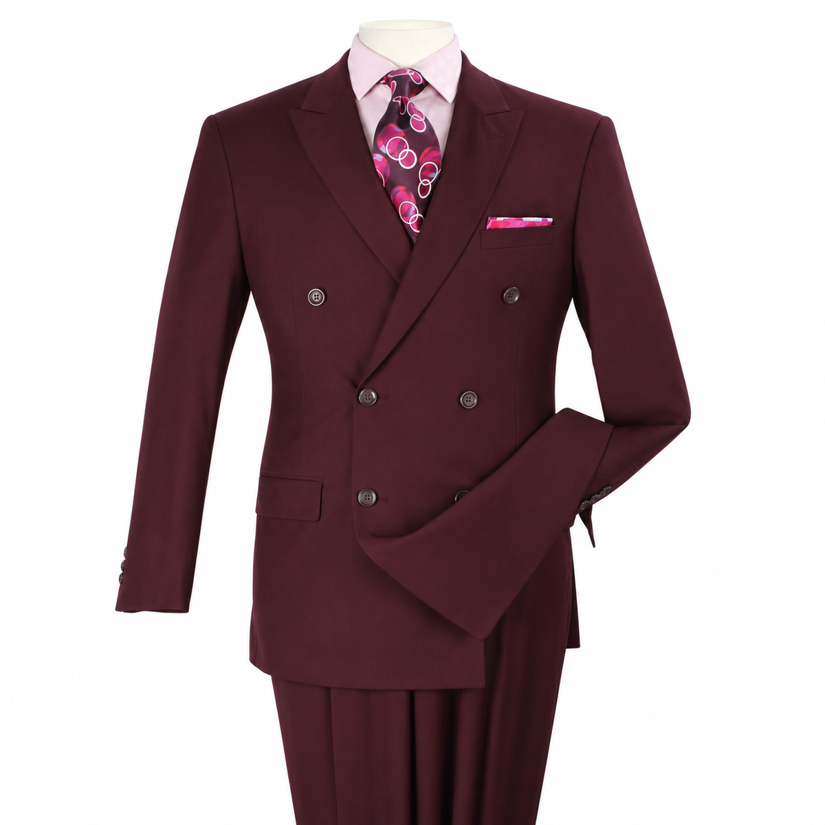 Burgundy 2-Piece Classic Double-Breasted Suit, product view