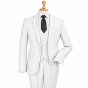 Pure White 3-Piece One-Button Slim Fit Suit
