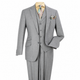 Gray Herringbone 3-Piece 100% Wool Suit with Peak Lapel