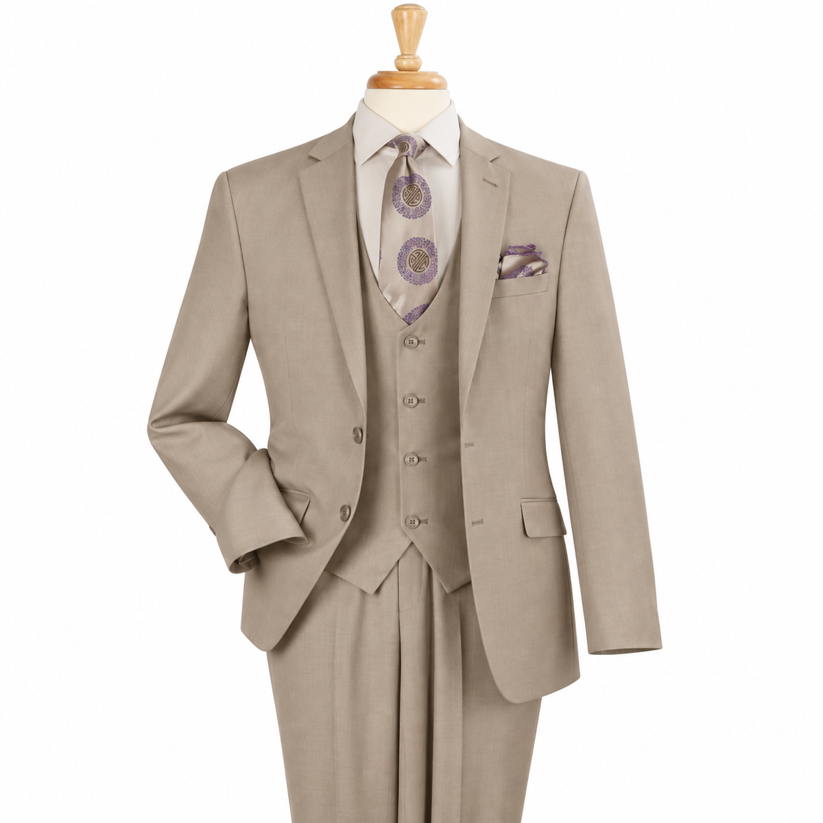 Tan 3-piece suit, product view