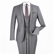 Gray 3-Piece One-Button Slim Fit Suit