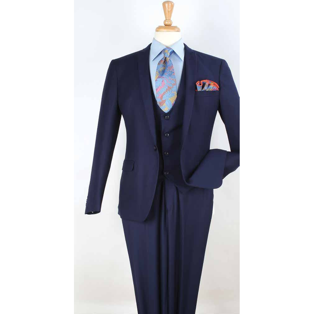 Navy 3-Piece One-Button Slim Fit Suit - product view