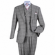 Gray Windowpane 3-Piece 100% Wool Suit