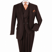 Brown 3-Piece 100% Wool Suit