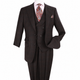 Brown Windowpane 3-Piece 100% Wool Suit