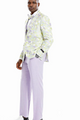 Mondo Collection: Men's Paisley 3-Piece Suit with Shawl Collar - Skinny Fit In Lilac