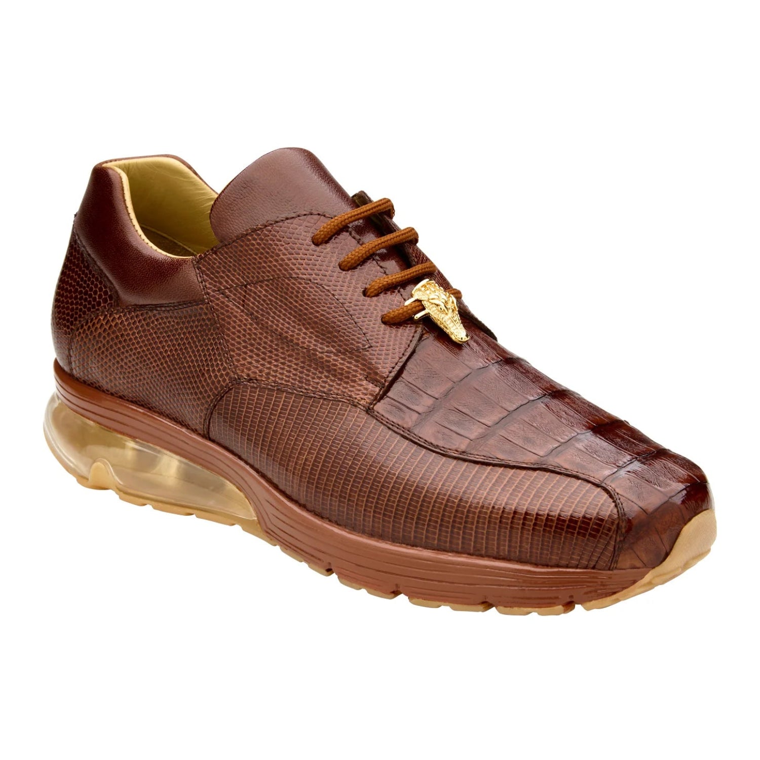 ant.peanut caiman and lizard leather sneaker belvedere side view