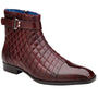 Belvedere Libero Ant Dark Burgundy Quilted Italian Calf and Ostrich Leg Leather Boots