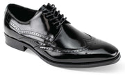 Men's Genuine Leather Wingtip Lace-Up Shoes - Black