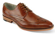 Men's Genuine Leather Wingtip Lace-Up Shoes - Tan