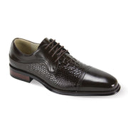 Men's Croco Print Smooth Leather Moc Toe Lace-Up Shoes - Chocolate Brown