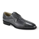 Timeless Footwear Essentials : Grey Croco Print & Smooth Leather Moc Toe Lace-Up Shoes