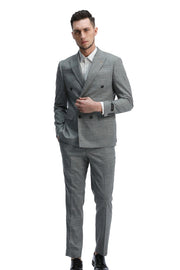 2-Piece Slim Fit Double Breasted Pin Stripe Suit - Mint