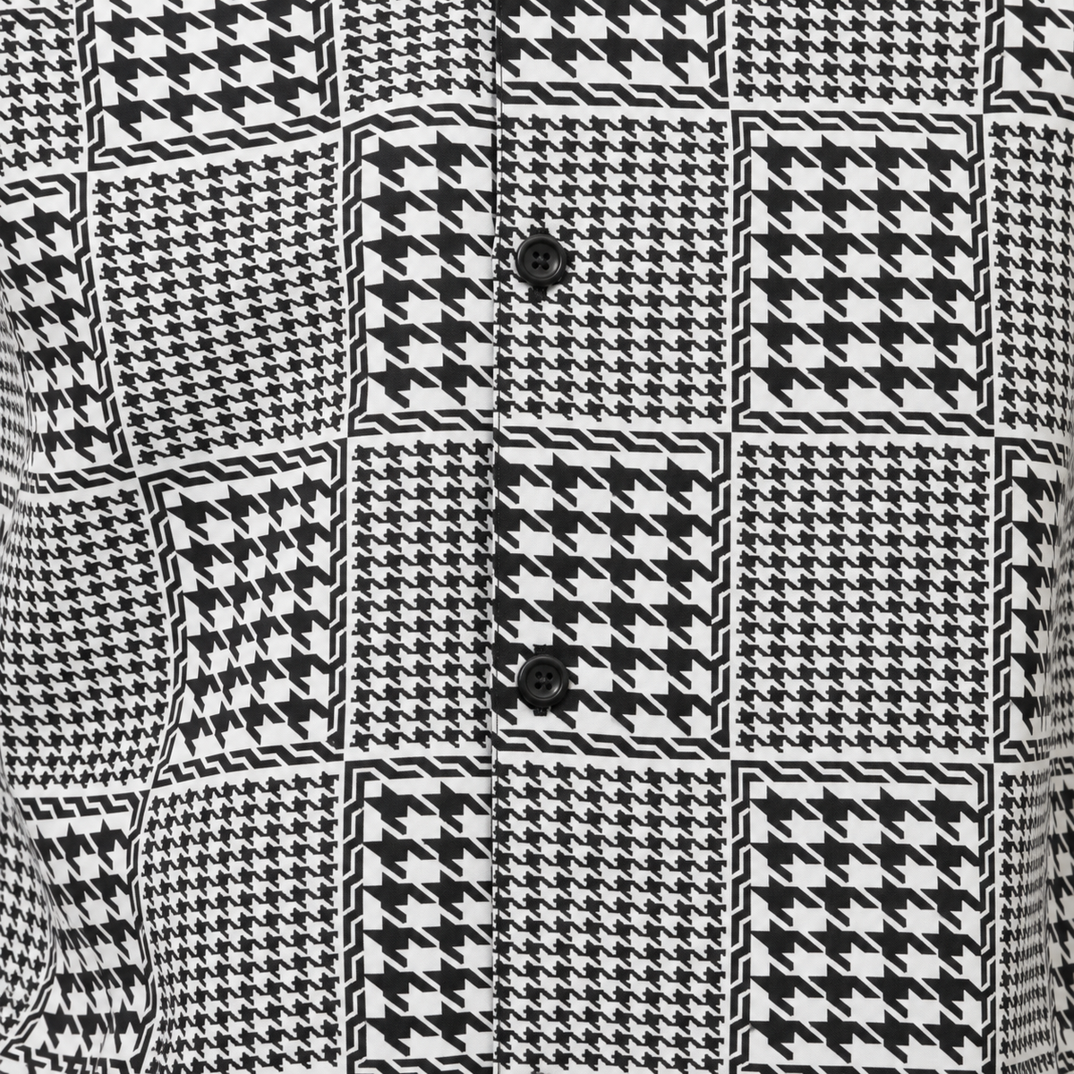 Montique black houndstooth walking suit original print and button detail