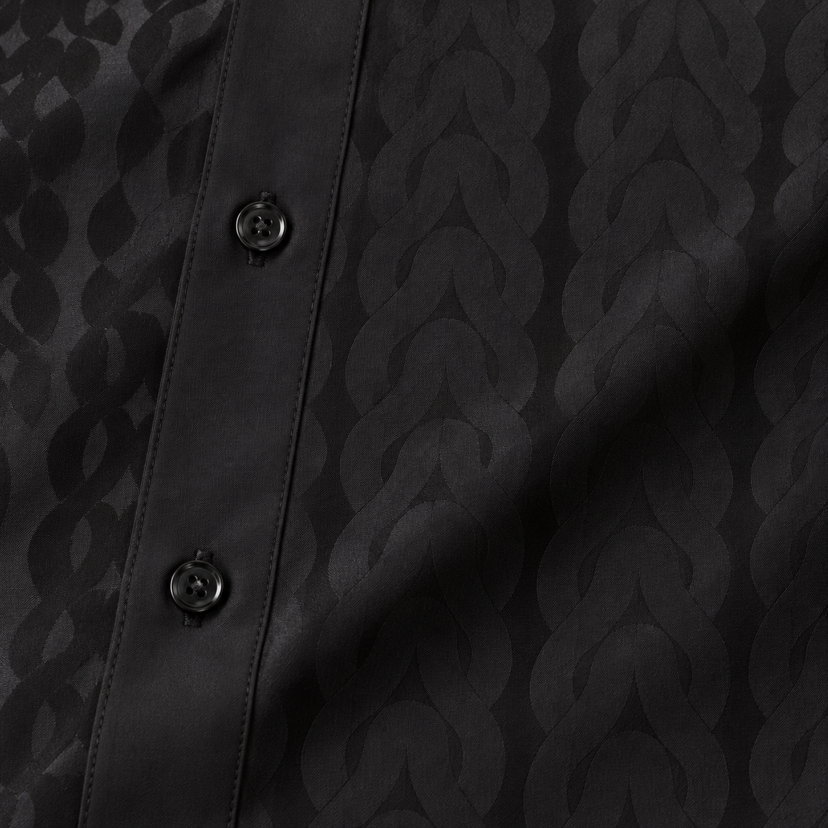 Montique black tonal chain walking suit fabric button detail