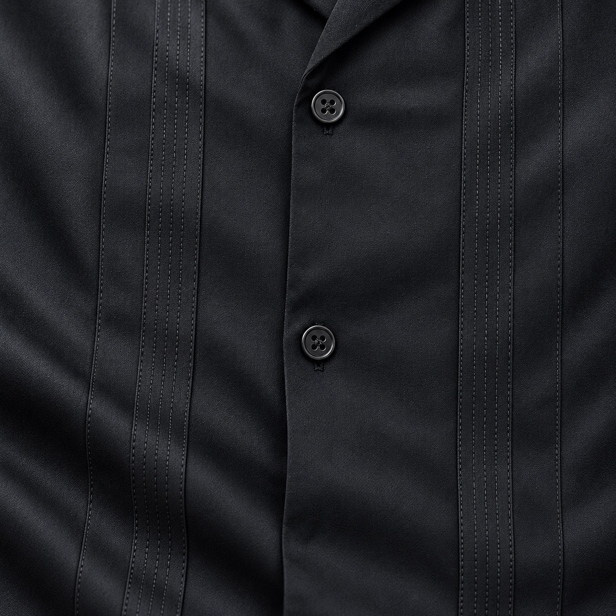 Montique black vertical panel walking suit fabric button detail
