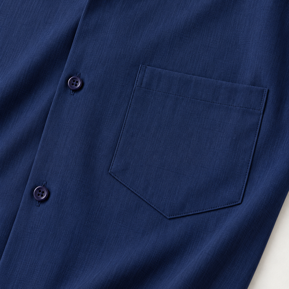 Montique navy solid walking suit pointed chest pocket and button front detail