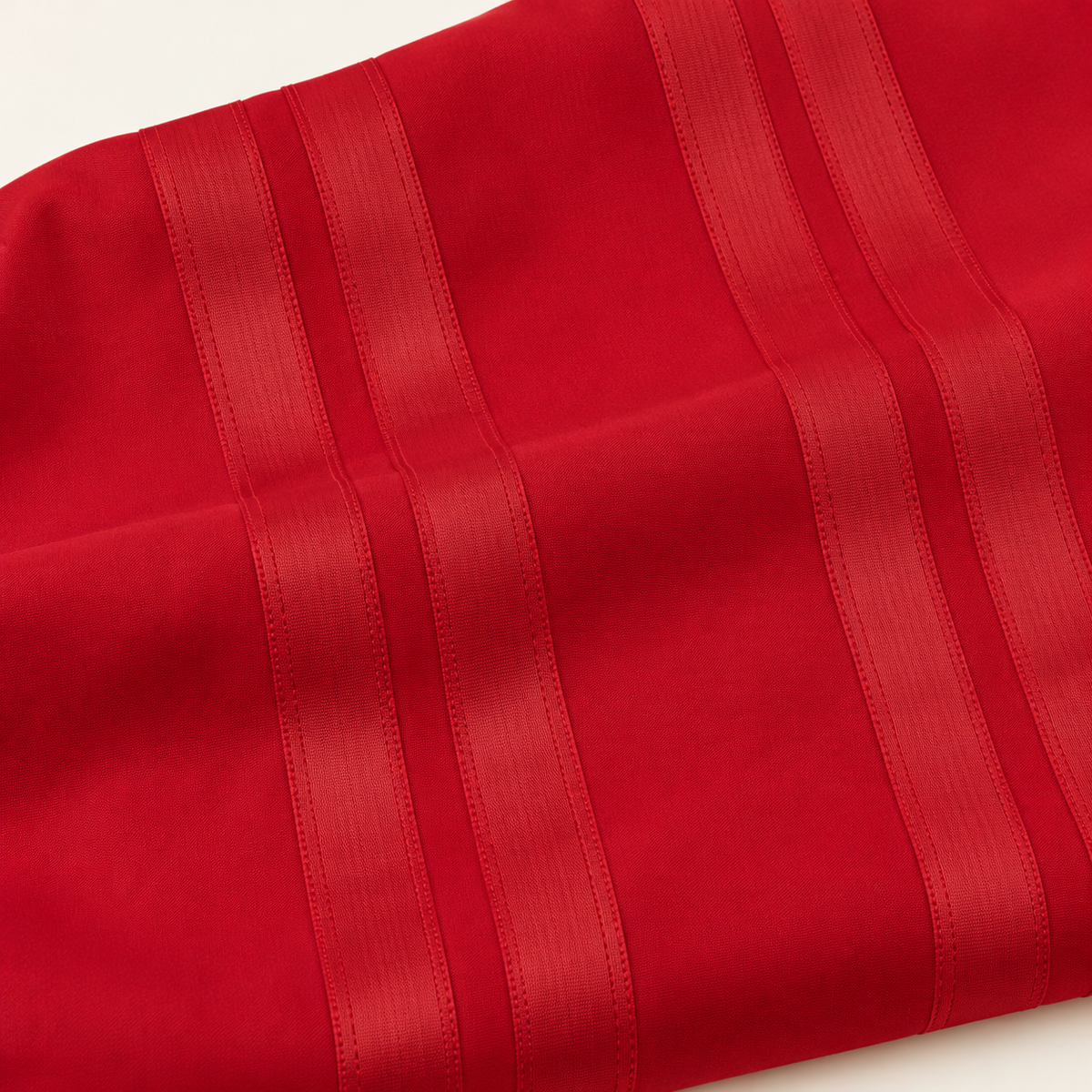 Montique red vertical stripe walking suit tonal stripe detail