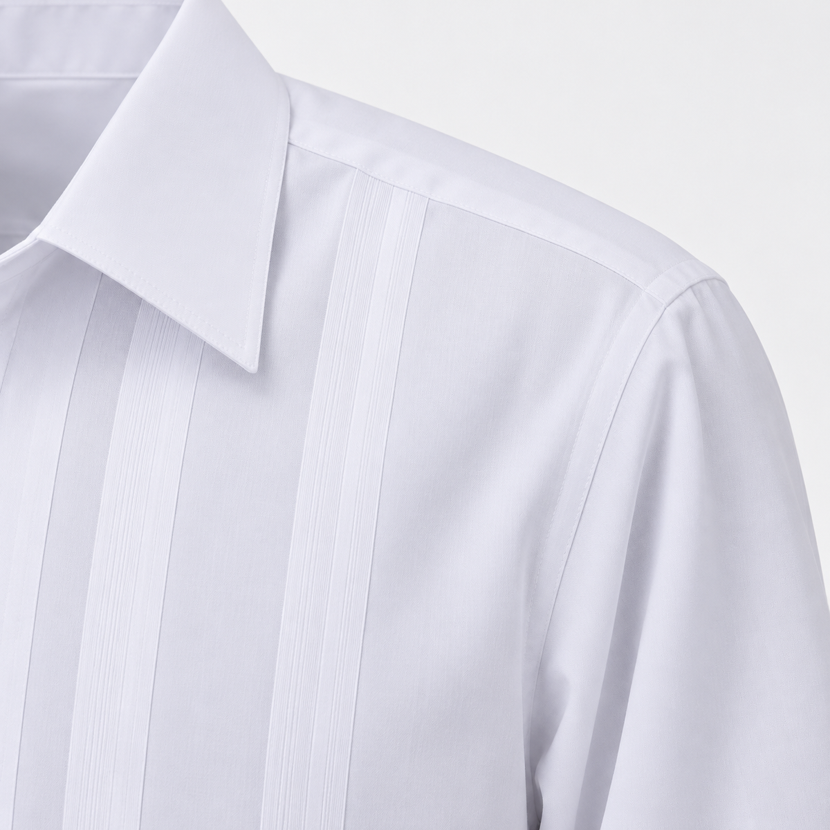Montique white vertical stripe walking suit shoulder collar detail
