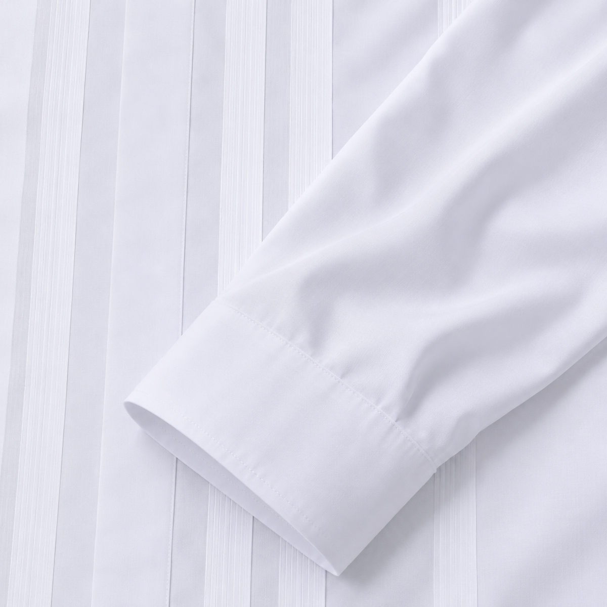 Montique white vertical stripe walking suit sleeve detail