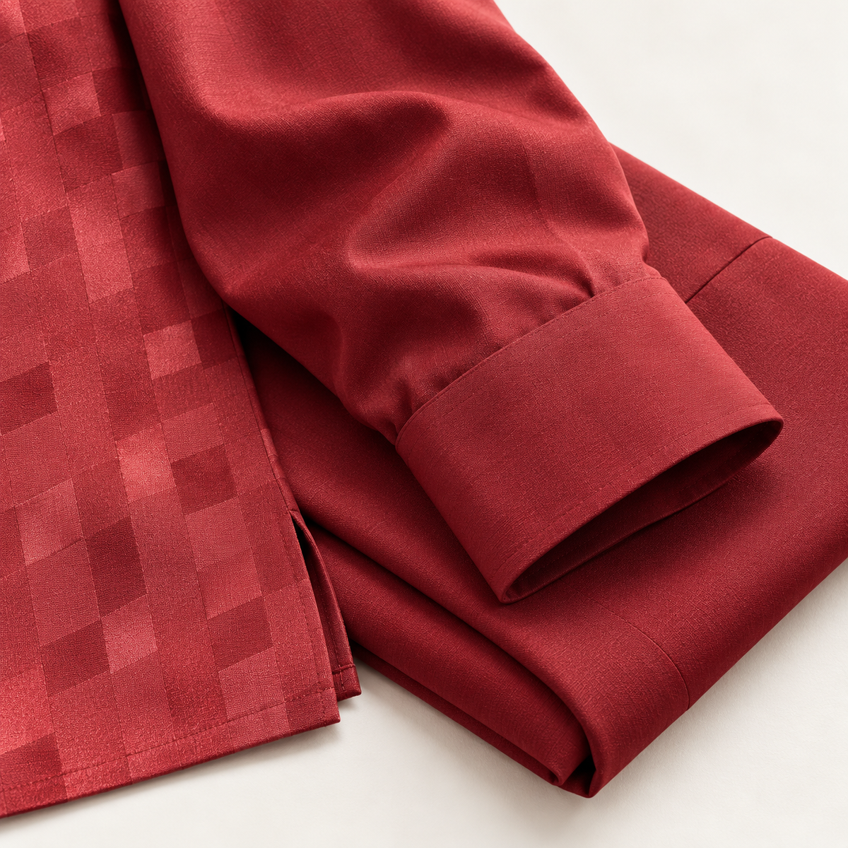 Montique wine tonal block walking suit sleeve trouser detail