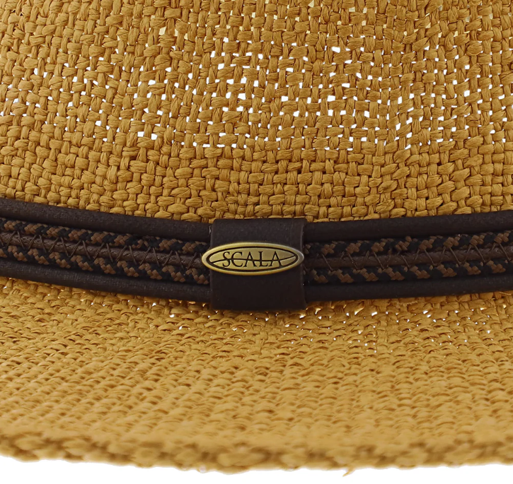 Close-up waxed cord band detail on tea safari hat
