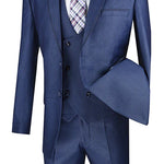 Imperial Collection: Navy 2 Piece Birdseye Pattern Single Breasted Modern Fit Suit