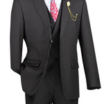 Elite Edit Collection: Black 2 Piece Solid Color Single Breasted Modern Fit Suit
