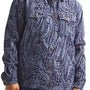 Men's Fancy Jacquard Denim Full Cut Jacket In Navy