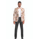 Floral Shawl Collar Single-Breasted Blazer with Bow Tie - Orange by Tazzio