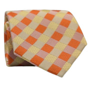 Men's Checker Pattern Necktie - Gold/Orange