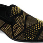 Men's Black and Gold Studded Smoker Shoes