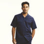 Solid Navy Linen Walking Suit 2 Piece Short Sleeve Set