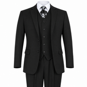 Black 3-Piece Modern Fit Poplin Suit