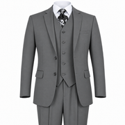 Gray 3-Piece Modern Fit Poplin Suit