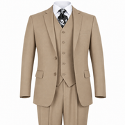 Tan 3-Piece Modern Fit Poplin Suit