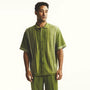 Knitted Fabric Grass Green Criss-Cross Pattern Walking Suit Short Sleeve Set