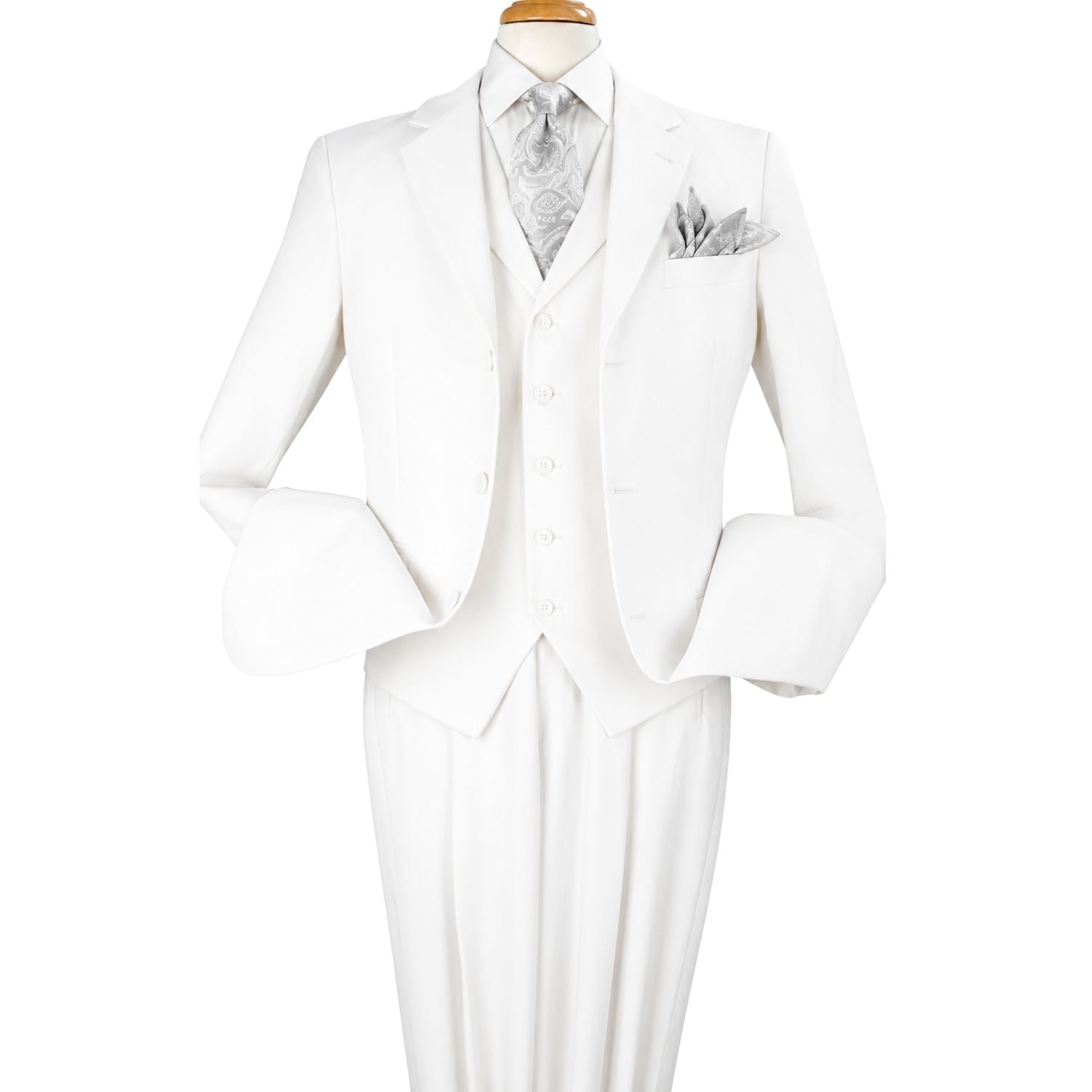 white 3 piece suit classic fit front view