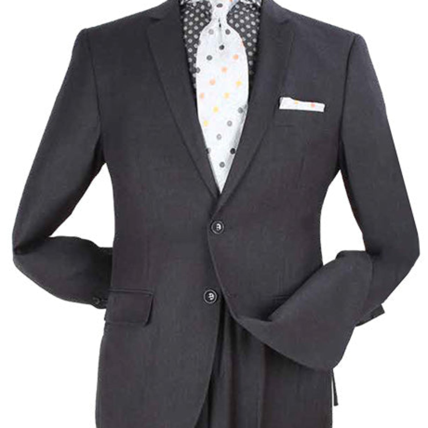 charcoal modern suit wool feel fabric close up