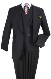 Black 3-Piece Wool Single-Breasted Suit Full Cut