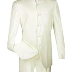 Gentry Glam Collection: Ivory 2 Piece Banded Collar Single Breasted Regular Fit Suits