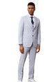 Classifyer Collection: 3 Piece Men's Windowpane Hybrid Fit Suit In Light Purple