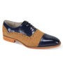 Casual Classics Collection: Navy & Tan Linen Cap Toe Lace Shoes