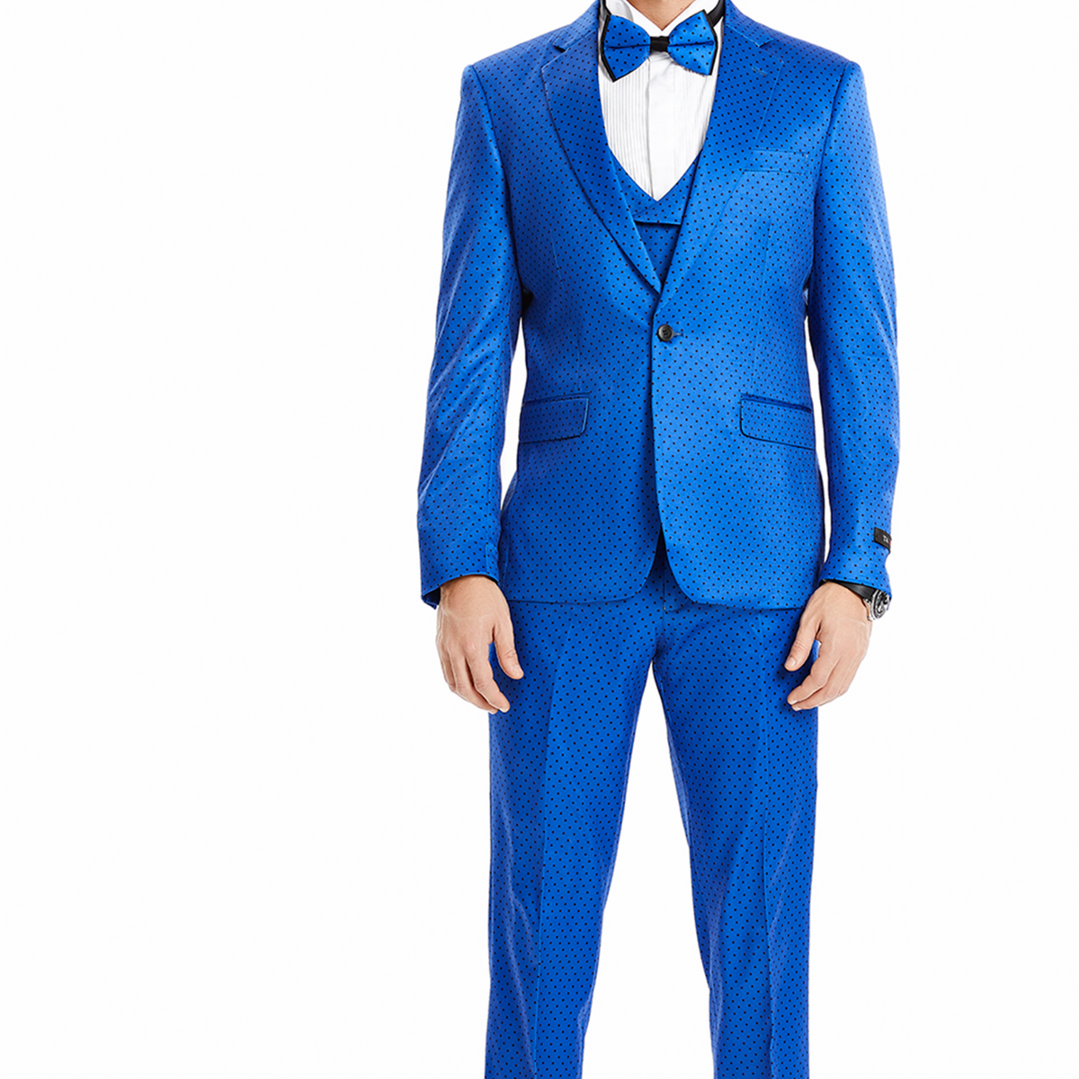 Vitali Grey Polka Dot Modern Fit Vested Suit