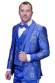 Eclipse Elegance Collection: 3PC Modern Fit Shawl Lapel Tuxedo With Woven Fabric In Royal