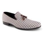 Montique Brown Checkered Tassel Loafer Fashion Shoes S2367
