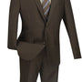 Chicquel Collection: Brown 2 Piece Solid Color Single Breasted Slim Fit Suit