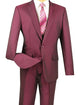 Chicquel Collection: Burgundy 2 Piece Solid Color Single Breasted Slim Fit Suit
